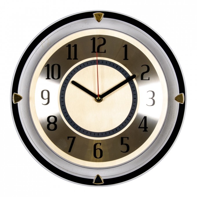 Часы РУБИН круг, прозрачный, D 30 см, рама черная, "Золотая классика" 100041137547