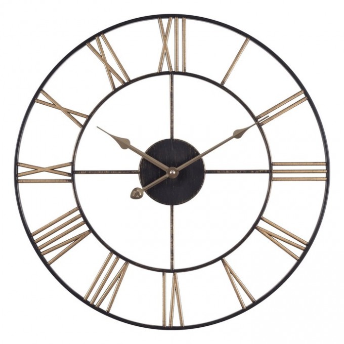 Часы настенные, интерьерные, d-47.5 см, корпус черный с бронзой 10112647