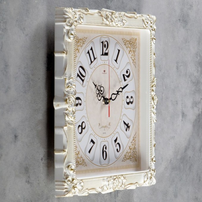 Часы настенные РУБИН серия: Классика, "Барака", белое золото, 38х38 см (3838-002) 1295528