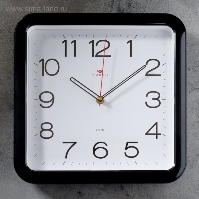Часы настенные Классика, квадратные с закругленными углами, 30 x 30 см, черные 1310803