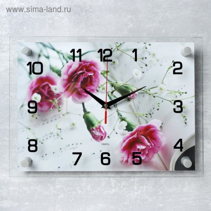 Часы настенные Розовые гвоздики, 25 x 35 см 1409239
