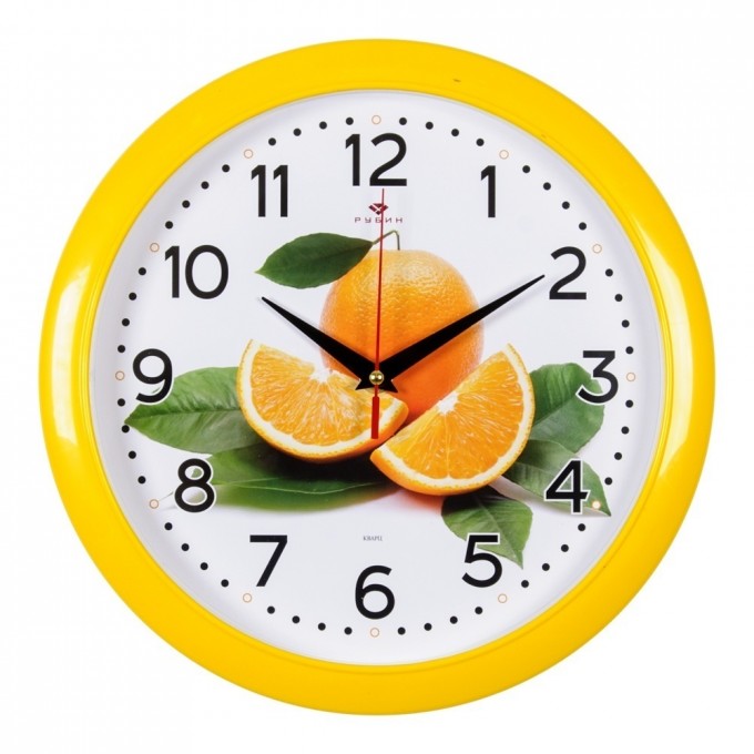 Часы настенные РУБИН круг, D 29 см, корпус желтый, "Апельсин"(6026-228) 1566404