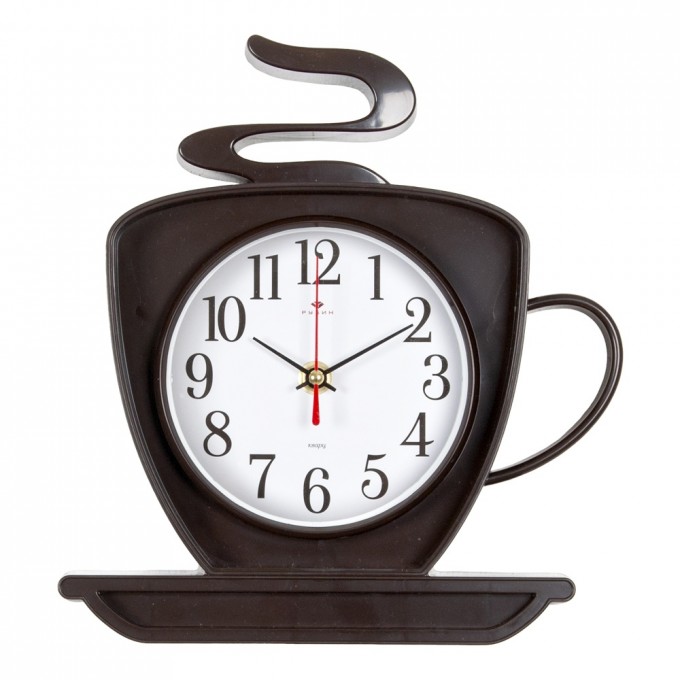 Часы настенные РУБИН чашка 25х24 см, корпус коричневый "Классика"(2523-001Br) 1587825