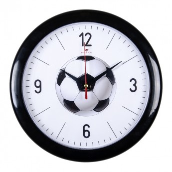 Часы настенные РУБИН круглые d 23 см, корпус черный "Футбольный мяч"(2323-122)_x000D_