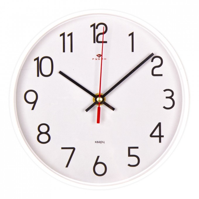 Часы настенные РУБИН круглые d 19,5 см, корпус белый "Классика"(2019-111W)_x000D_ 1587831