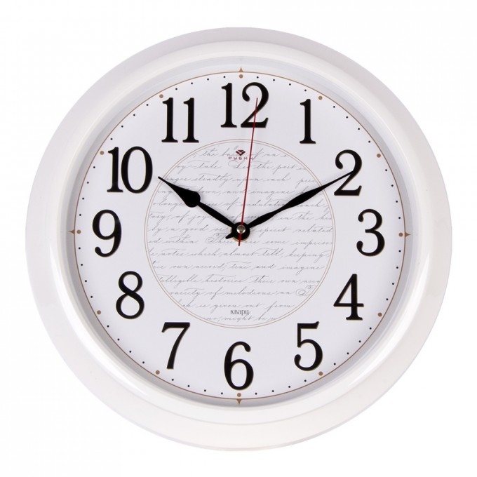 Часы настенные РУБИН круглые 30 см, корпус белый "Фон письмо"(3024-005)_x000D_ 1587833