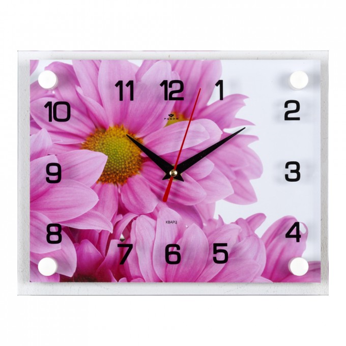 Часы настенные РУБИН Розовые хризантемы 2026-1232