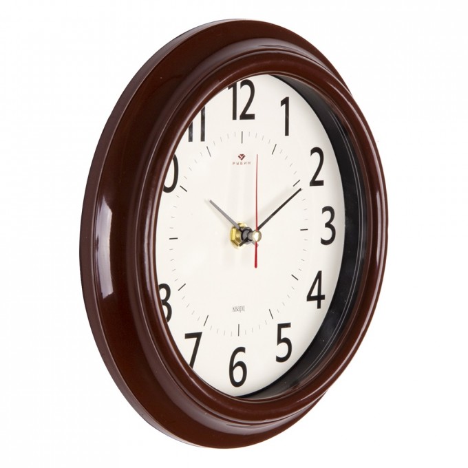 Часы РУБИН круглые 21 см, корпус коричневый Классика 2121-008