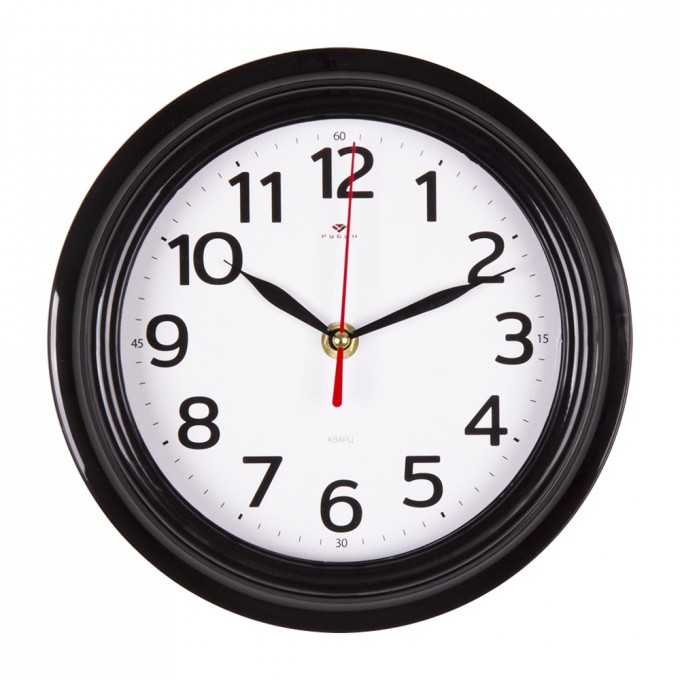 Часы РУБИН круглые 21 см, корпус черный Классика 2121-010B