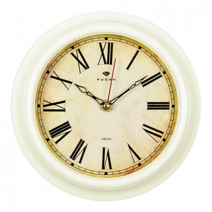 Часы РУБИН круглые 21 см, корпус слоновая кость Ретроклассика 2121-138