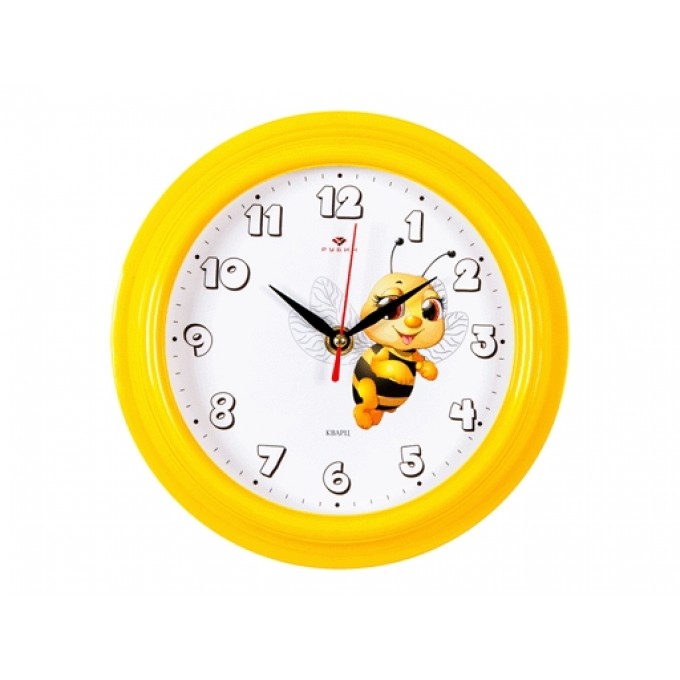 Часы Настенные РУБИН Круг"21 Век" "Пчелка" Корпус Желтый 21см 2121-143