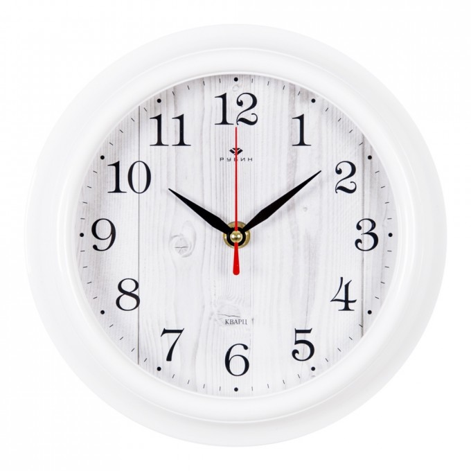 Часы настенные РУБИН круглые d 21 см, корпус белый "Белое дерево" 2121-144
