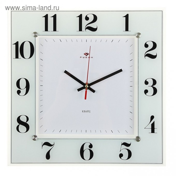 Часы настенные Классика, Классика, 31х31 см стекло, белые Рубин 2362202