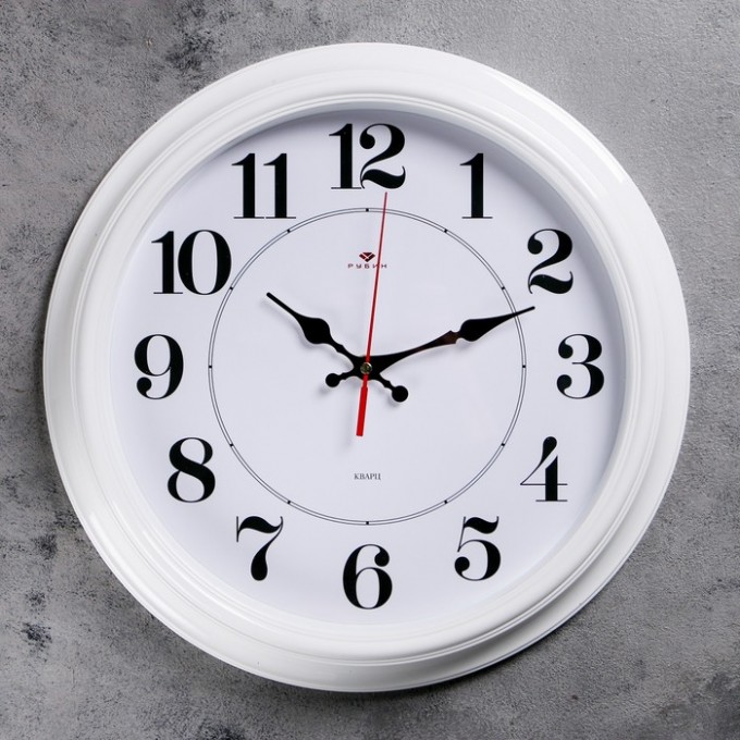 Часы настенные, серия: Классика, "Рубин", 35 см, ободок белый, микс 2362207