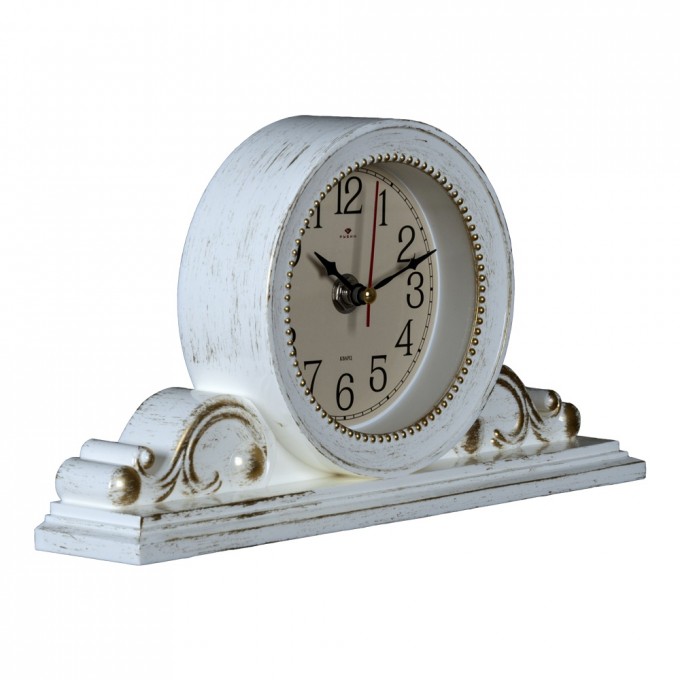 Часы РУБИН 26х14 см, корпус белый с золотом "Классика" 2514-003