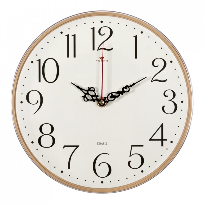 Часы настенные РУБИН круглые 25 см, основание бежевое "Классика" 2524-001