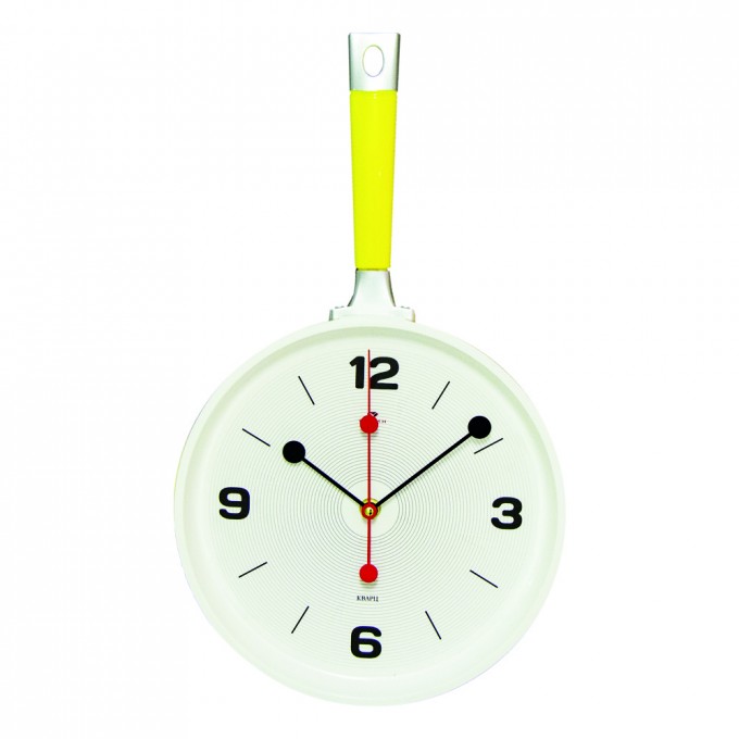 Часы настенные РУБИН сковорода 25х43 см, корпус желтый с белым 2543-001
