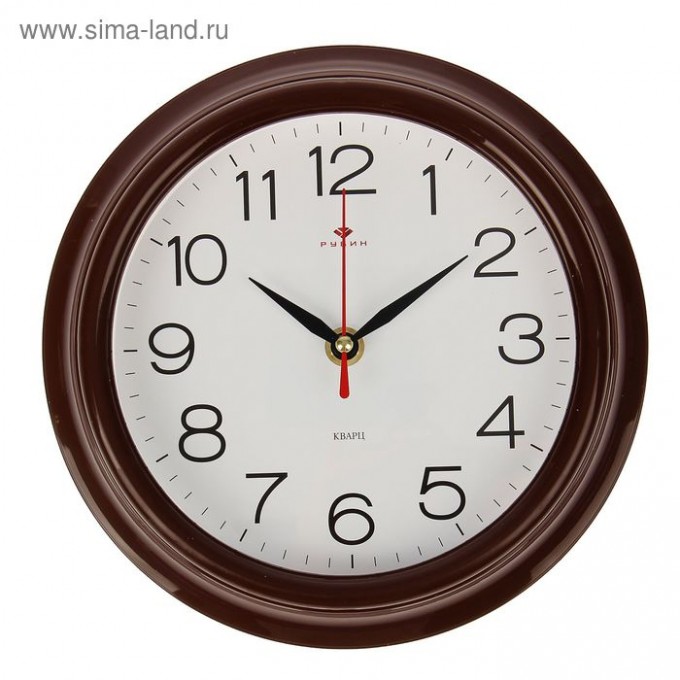 Часы настенные Классика, Рубин, 21х21 см, коричневый обод 2566718