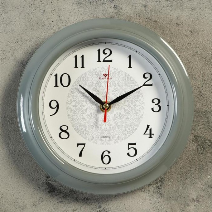 Часы настенные Классика, Рубин, 21 х 21 см, серый обод 2566719