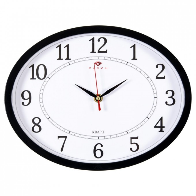 Часы настенные РУБИН овальные 22,5х29 см, корпус черный "Классика" 2720-102B