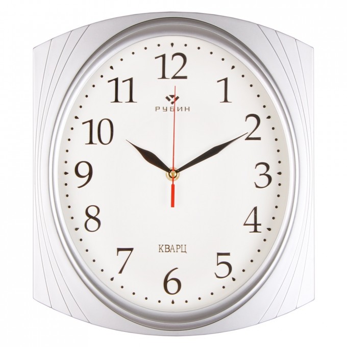 Часы РУБИН прямоугольные 27,5х31,5 см, корпус серебряный, Классика 2832-003