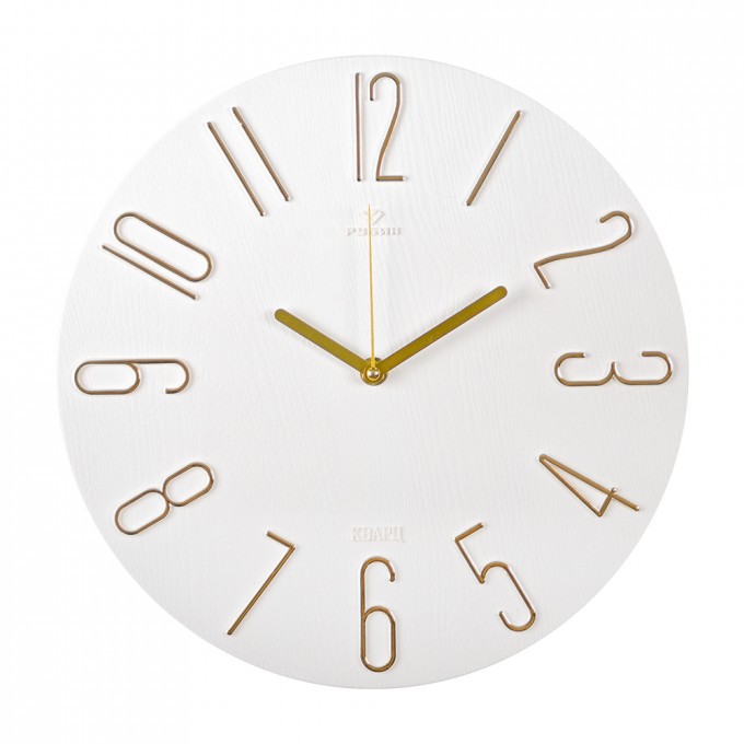 Часы настенные РУБИН d 30см корпус белый с золотом Классика 3010-002