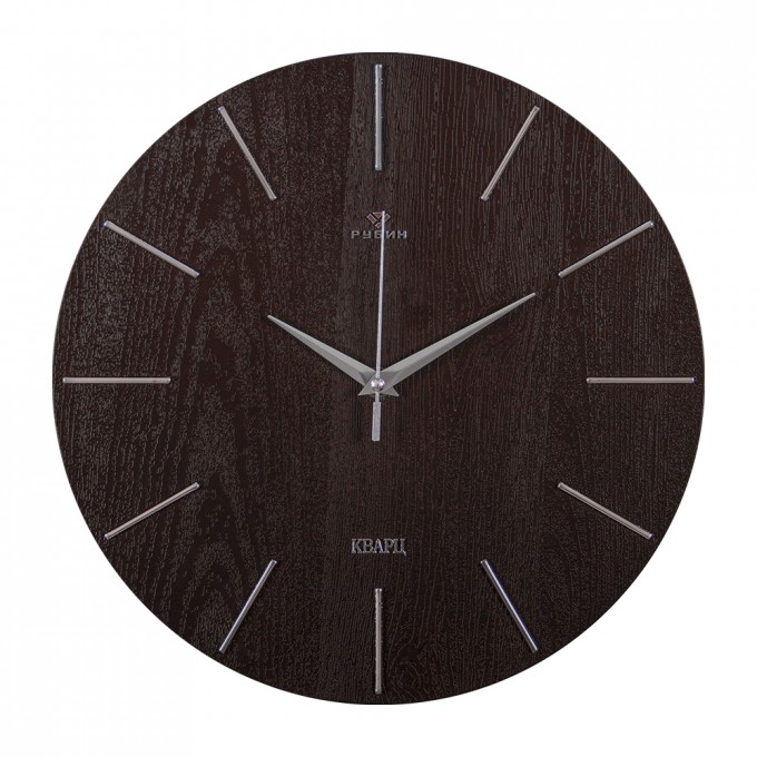 Часы настенные интерьерные Классика РУБИН d 30см корпус коричневый с серебром 3020-003