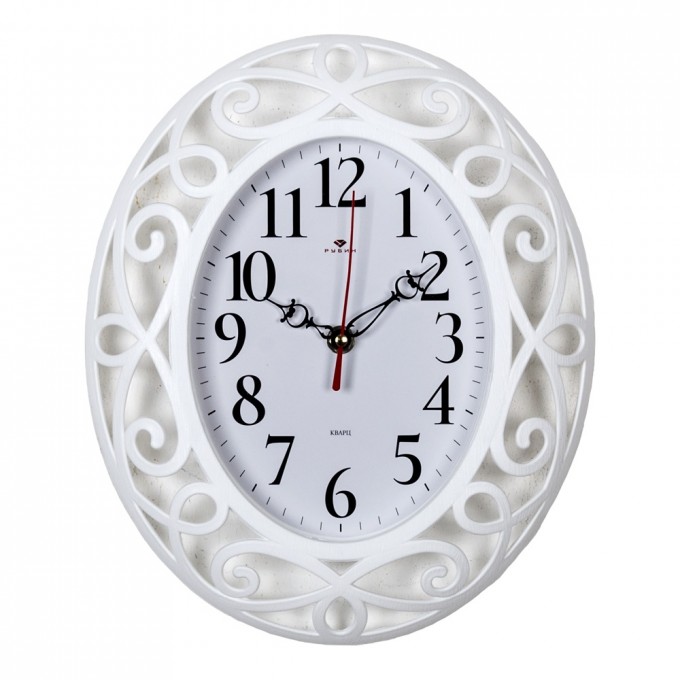 Часы настенные РУБИН овал 31х26 см, корпус белый "Классика" () 3126-003