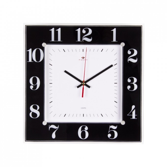 Часы настенные РУБИН квадратные 31х31 см, корпус черный "Классика" 3131-1131B