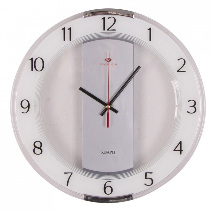 Часы РУБИН круг со вставками d 34 см, корпус прозрачный "Классика" 3327-003