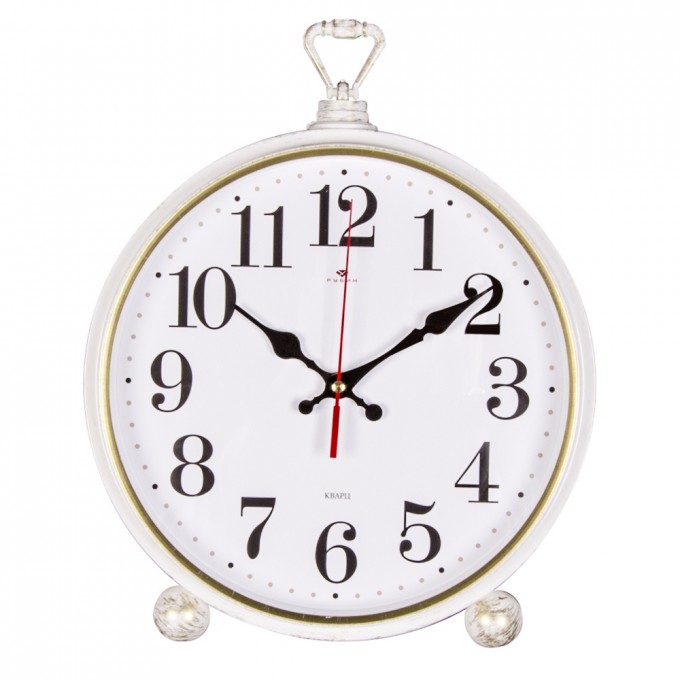 Часы настенно-настольные РУБИН 26х32 см, корпус белый с золотом "Классика" () 3426-002