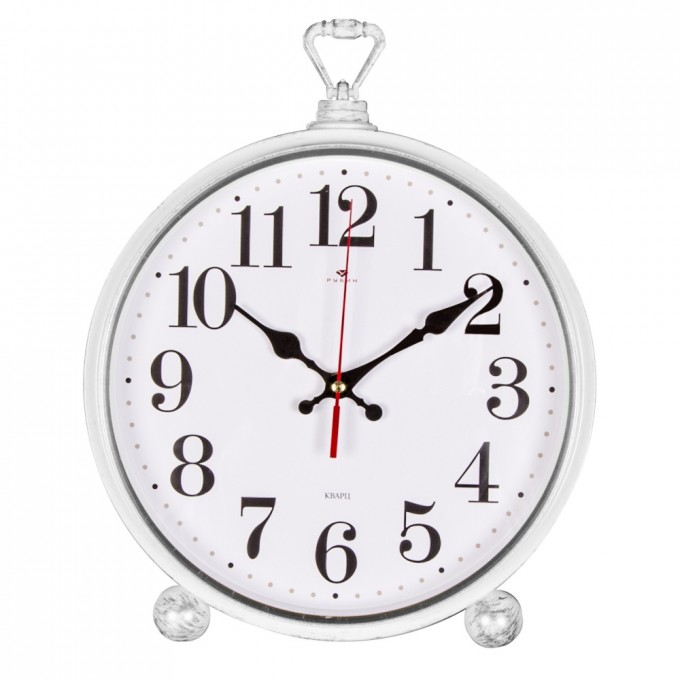 Часы РУБИН 26х32 см, корпус белый с серебром "Классика" 3426-003