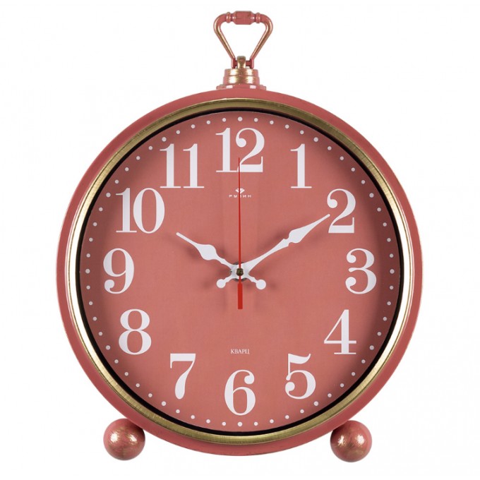 Настенные настольные часы, Рубин, часы темно-розовый с золотом классика 26Х32 СМ, 3426-005