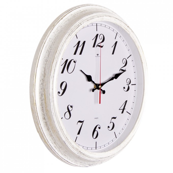 Часы РУБИН круглые 35 см, корпус белый с патиной Классика 3527-003