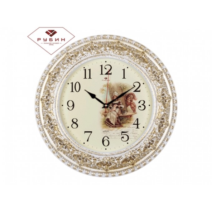 Часы настенные "Рубин" "Любопытство"" белый с золотом 3825-004