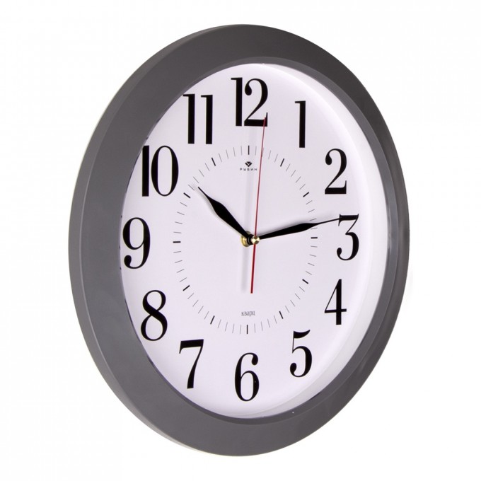 Часы РУБИН круглые 38,5 см, корпус серый "Классика" 3960-108