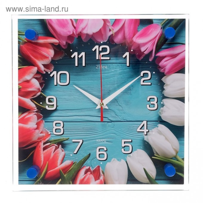 Часы настенные Цветы, Бутоны, 25х25 см 3979120
