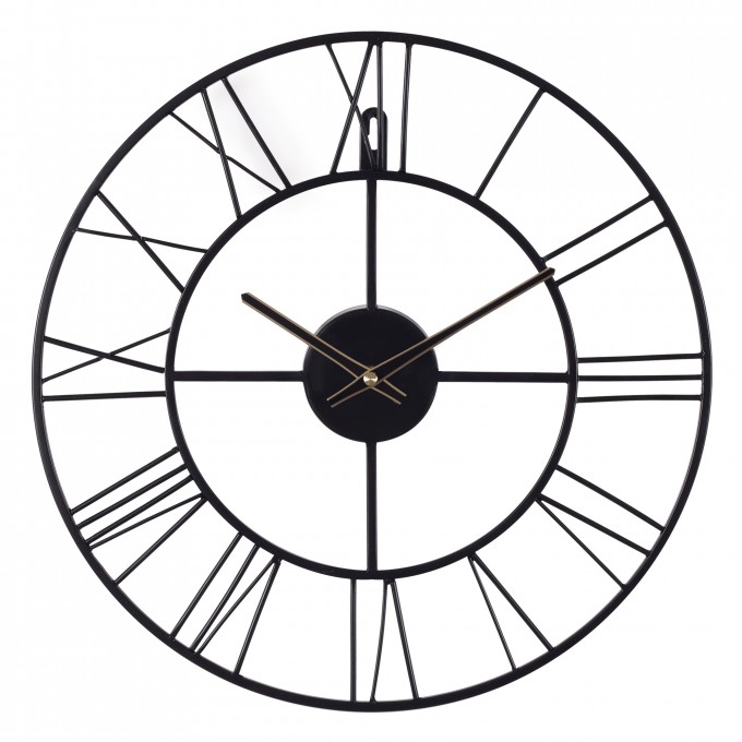 Часы настенные Лофт металл D 40 черный с золотом 4022-001
