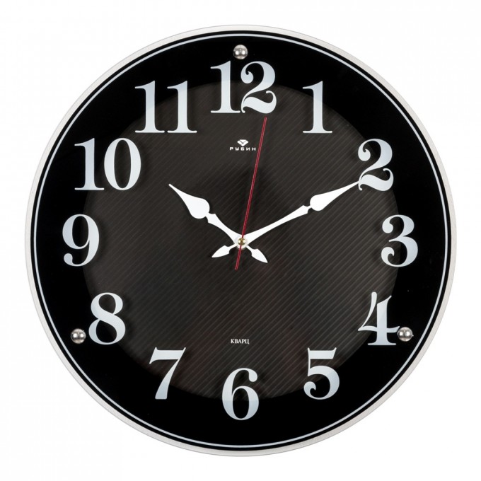 Часы настенные РУБИН круглые 39 см, корпус черный "Классика в полоску" () 4040-1242B