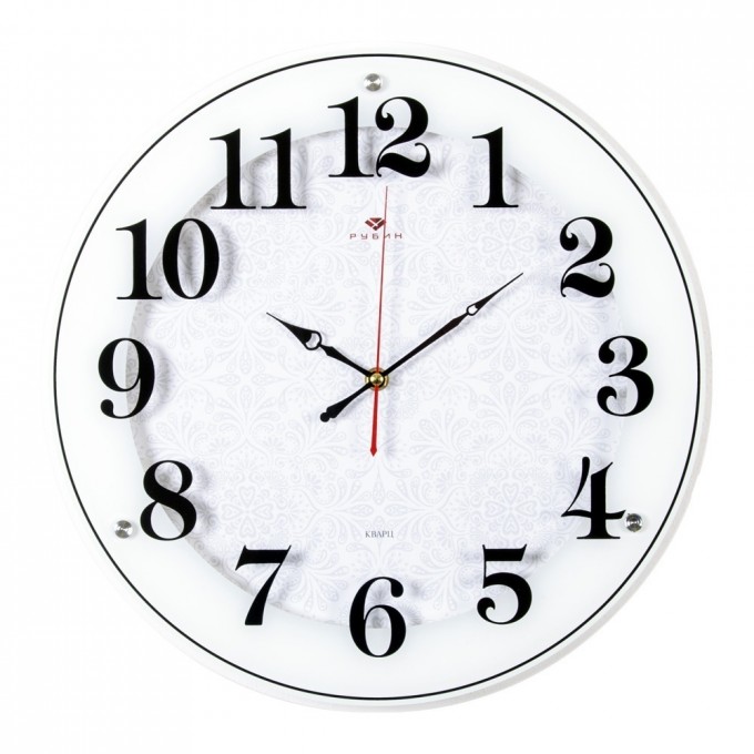 Часы настенные РУБИН круглые 39 см, корпус белый "Классика с узором" () 4040-1243W