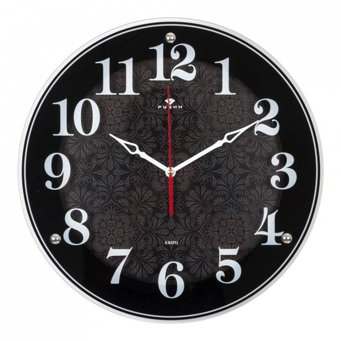 Часы настенные РУБИН круг, D 39 см, корпус черный, "Классика с узором" () 4040-1244B