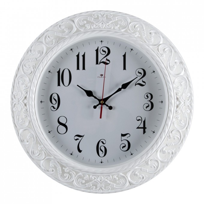 Часы РУБИН круг с узором d 39,5 см, корпус белый "Классика" 4051-103W