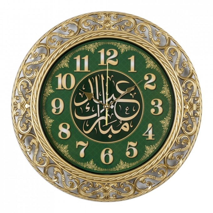 Часы РУБИН круг с узором d 39,5 см, корпус золотой Молитва 4051-110