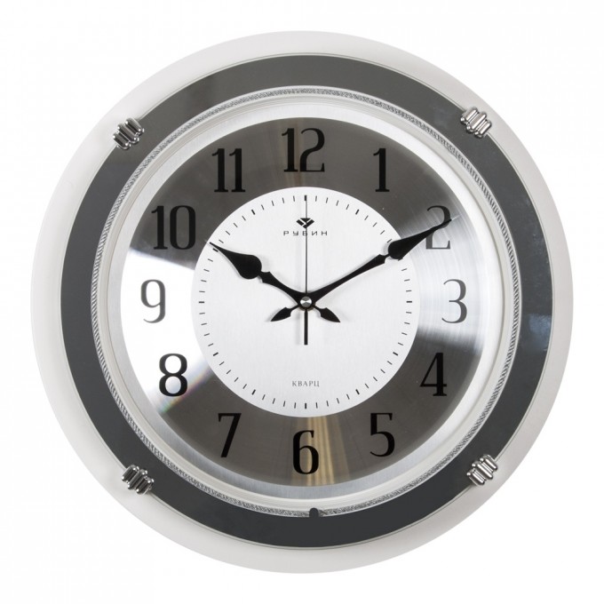 Часы РУБИН круглые с зеркалом d 40 см, корпус белый Классика 4130-100