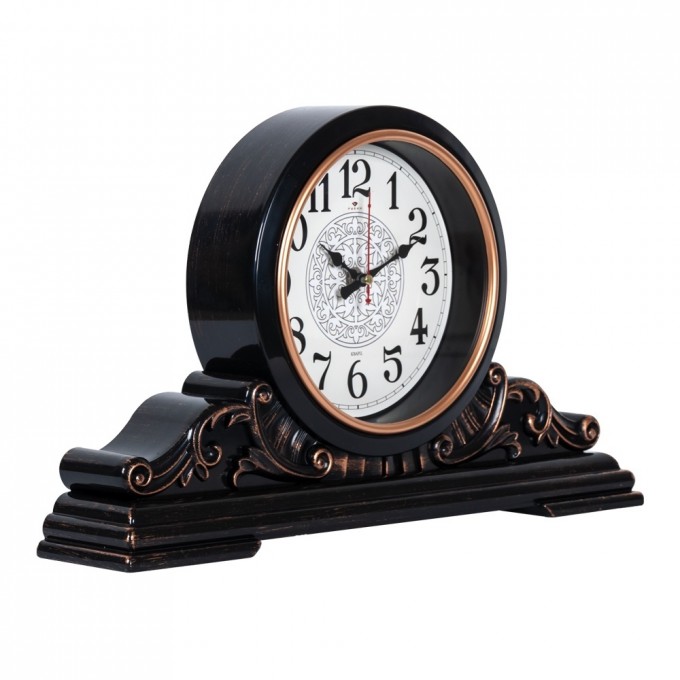 Часы настольные РУБИН 43х25 см, корпус черный с медью "Классика" 4225-002