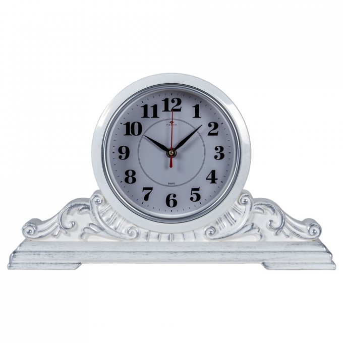 Часы настольные РУБИН 43х25 см, корпус белый с серебром "Классика" 4225-004