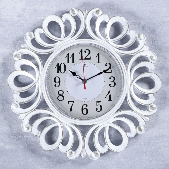 Часы настенные РУБИН серия: Классика, "Вермонт", белое золото, 45,5 см () 4522-001