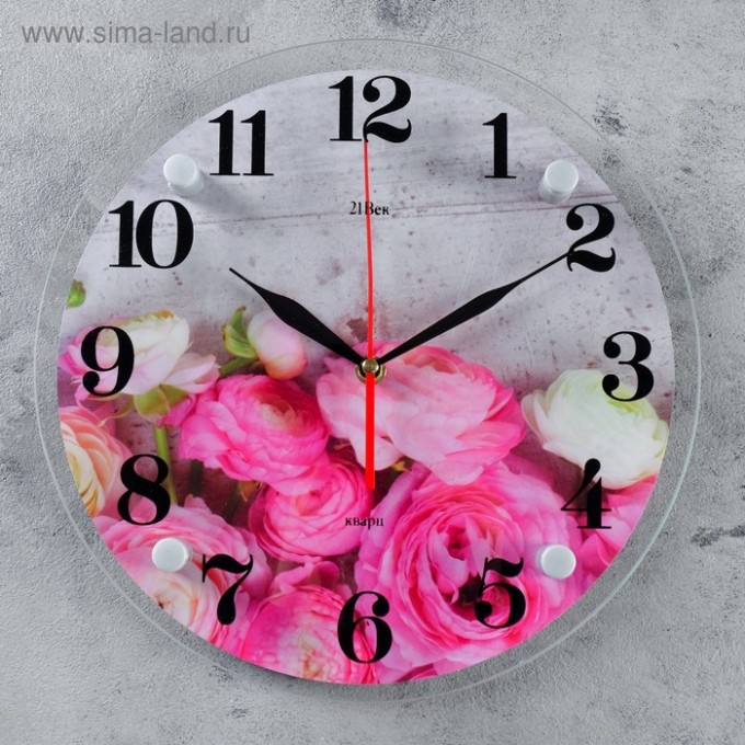 Часы настенные Цветы, Розовые пионы, 30 см 4551230