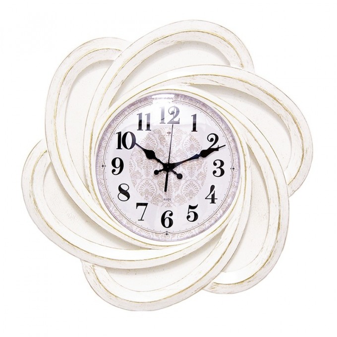 Часы настенные РУБИН круг ажурный d 45,5 см, корпус белый с золотом "Классика" () 4722-001