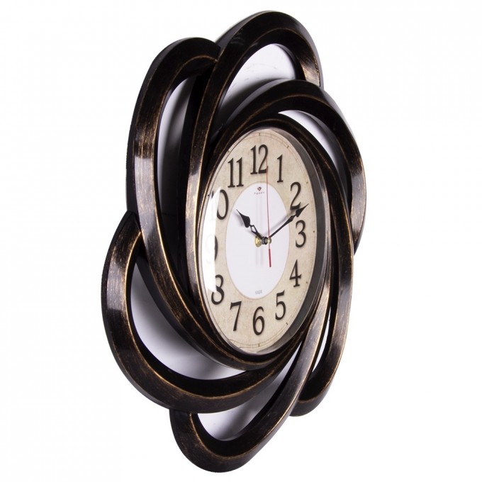 Часы РУБИН круг ажурный d 45,5 см, корпус черный с медью "Классика" 4722-002